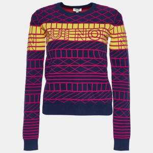 Pre Owned Kenzo Multicolor Jacquard Oui Non Crewneck Sweatshirt S