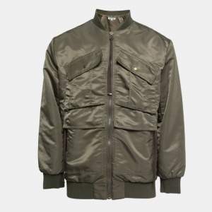 Kenzo Green Synthetic Multi-Pocket Bomber Jacket M