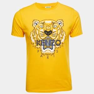 Kenzo Yellow Tiger Print Cotton Crew Neck T-Shirt S