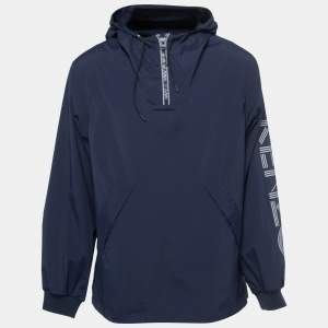 Kenzo Navy Blue Synthetic Hooded Windbreaker Jacket S
