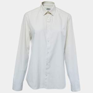 Kenzo Cream & White Cotton Button Front Shirt M