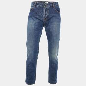 Pre Owned Kenzo Navy Blue Denim Cropped Slim Fit Jeans L Waist 35"