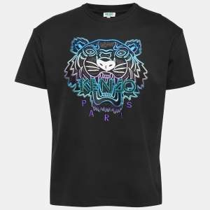 Kenzo Black Tiger Embroidered Cotton Knit Half Sleeve T-shirt M