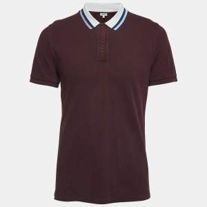 Pre Owned Kenzo Burgundy Cotton Polo Half Sleeve T-Shirt M