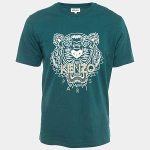 Kenzo Green Tiger Printed Cotton T-Shirt L