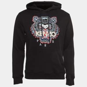 Kenzo Black Tiger Embroidered Cotton knit Hoodie M