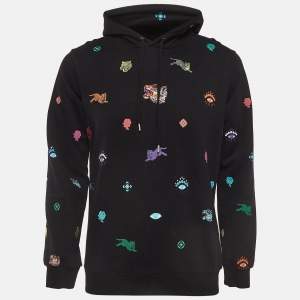 Kenzo Black All Over Print Cotton Long Sleeve Hoodie S