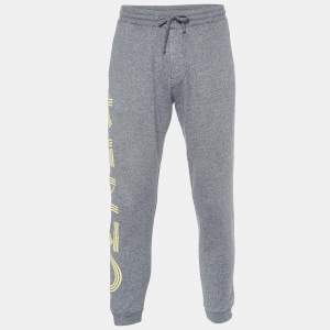 Kenzo Grey Melange Cotton Logo Detail Jogger Pants S