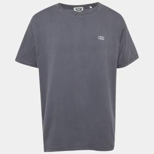 Pre Owned Kith Grey Logo Print Jersey Crewneck T-Shirt L
