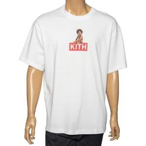 Kith x Biggie White Logo Printed Cotton Crewneck T-Shirt L