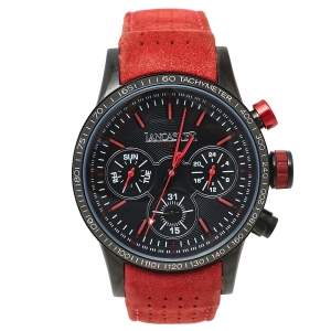 Lancaster Black PVD Stainless Steel Leather OLA-EK2014 Men's Wristwatch 45 mm