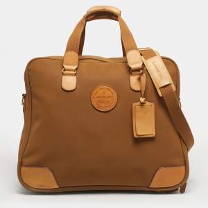 Pre Owned Lancel Tan Nylon and Leather Logo Suitcase