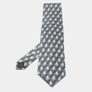 Lanvin Grey Printed Silk Tie 