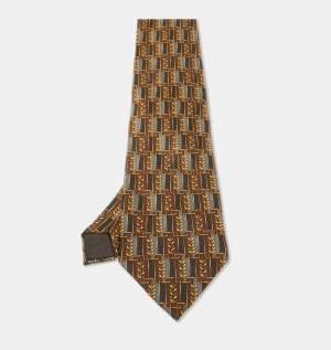 Lanvin Brown Printed Silk Traditional Tie 