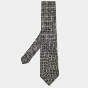 Lanvin Grey Patterned Silk Classic Tie