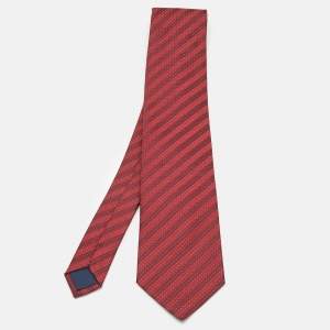 Lanvin Red Silk Jacquard Tie