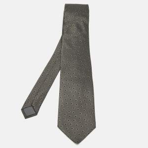 Lanvin Green Print Silk Tie