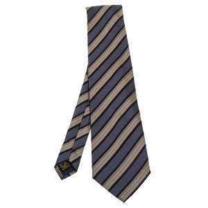 Lanvin Vintage Diagonal Striped Silk Tie
