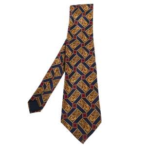 مملوكة مسبقًا Lanvin Navy Blue Printed Silk Tie