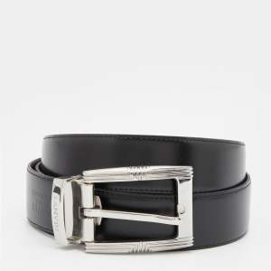 Lanvin Black Leather Buckle Belt 110CM