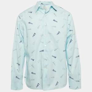 Lanvin Blue All Over Print Cotton Long Sleeve Shirt L