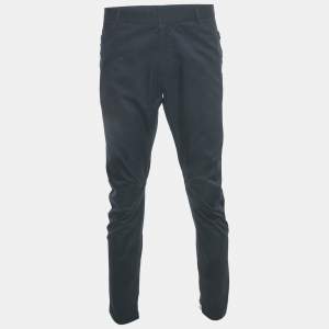 Pre Owned Lanvin Navy Blue Gabardine Trousers L