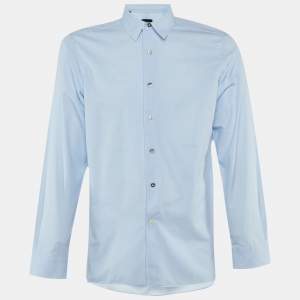Pre Owned Lanvin Blue Cotton Button Front Shirt M