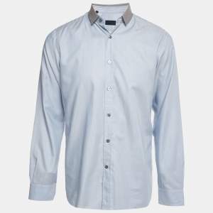 Pre Owned Lanvin Blue Cotton Full Sleeve Shirt M
