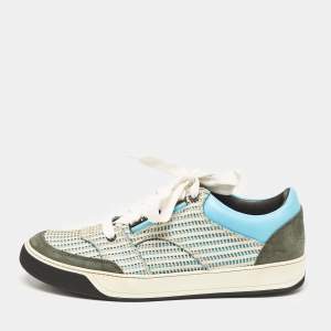 Lanvin Multicolor Leather and Nubuck Leather Lace Up Sneakers Size 43