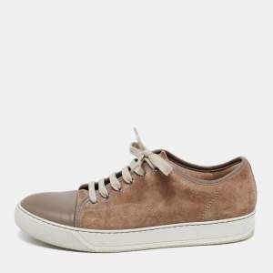 Lanvin Beige/Brown Suede and Leather Low Top Sneakers Size 41