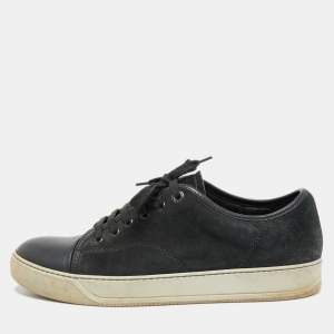 Lanvin Dark Grey Suede and Leather Low Top Sneakers Size 41