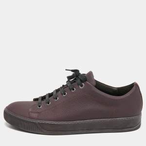 Lanvin Dark Purple Leather Low Top Sneakers Size 44