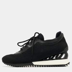 Le Silla Black Mesh and Leather Low Top Sneakers Size 41