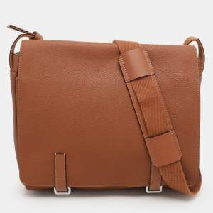 Loewe Brown Full Grain Leather Military Messenger Bag