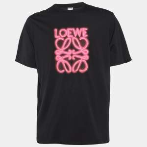 Loewe Black Neon Anagram Cotton Crew Neck T-Shirt L