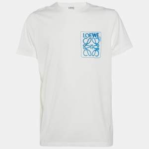 Loewe White Cotton Anagram Fake Pocket Crew Neck T-Shirt XL