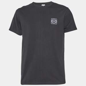 Loewe Black Anagram Embroidered Cotton Crew Neck T-Shirt L