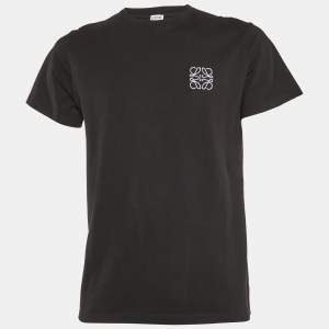 Loewe Black Anagram Embroidery Cotton Crew Neck T-Shirt M