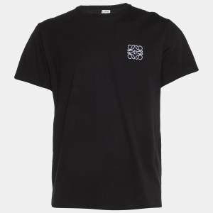 Loewe Black Anagram Embroidered Cotton Crew Neck T-Shirt XL