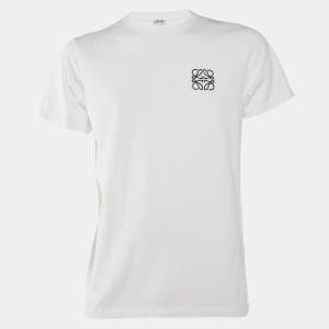 Loewe White Anagram Embroidered Cotton Crew Neck T-Shirt M