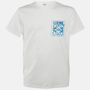 Loewe White Cotton Anagram Fake Pocket Crew Neck T-Shirt M