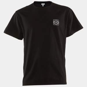 Loewe Black Logo Embroidered Cotton Crew Neck T-Shirt XXL