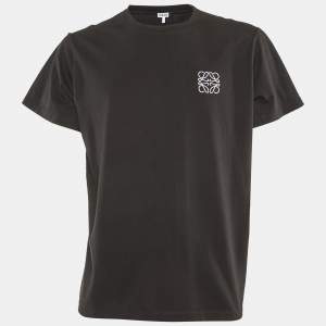Loewe Black Anagram Embroidered Cotton Crew Neck T-Shirt XL