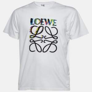 Loewe White Glitch Anagram Cotton Crew Neck T-Shirt M