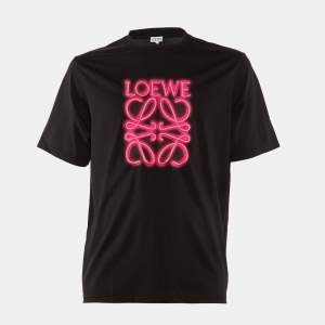 Pre Owned Loewe Black Neon Anagram Embroidered Cotton Crew Neck T-Shirt M