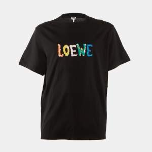 مملوكة مسبقًا Loewe Black Cotton Anagram Embroidered Relaxed Fit T-Shirt XL