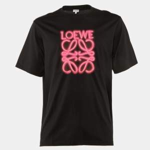 Pre Owned Loewe Black Neon Anagram Cotton Crew Neck T-Shirt S