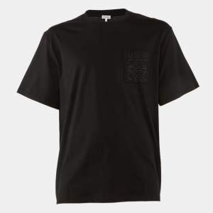 Pre Owned Loewe Black Cotton Anagram Embroidered Relaxed Fit T-Shirt L