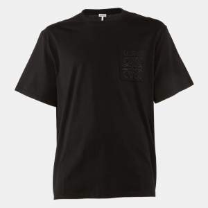 مملوكة مسبقًا Loewe Black Cotton Anagram Embroidered Relaxed Fit T-Shirt M