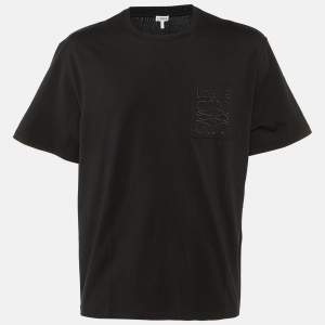 Pre Owned Loewe Black Cotton Anagram Embroidered Relaxed Fit T-Shirt XL